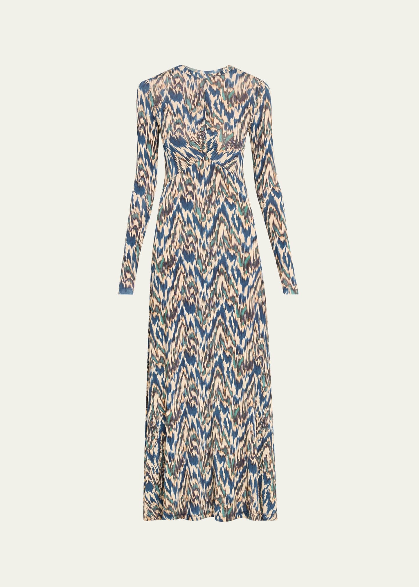 Naia Long-Sleeve Ruched Midi Dress - 1