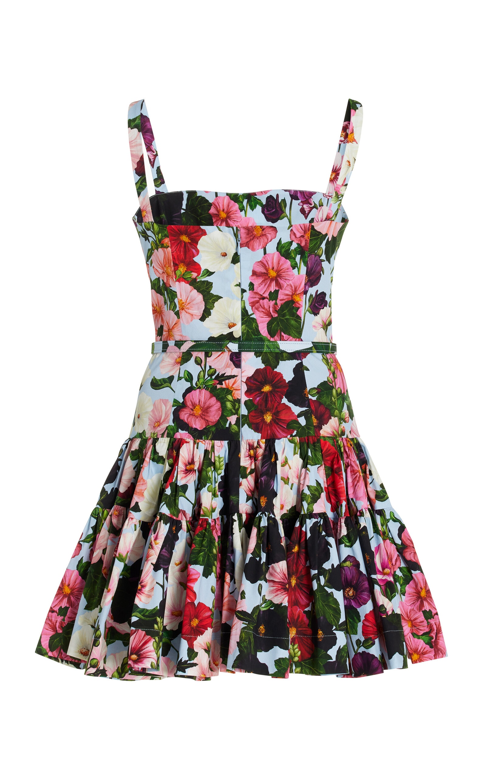 Hollyhocks Stretch-Cotton Flared Mini Dress floral - 5