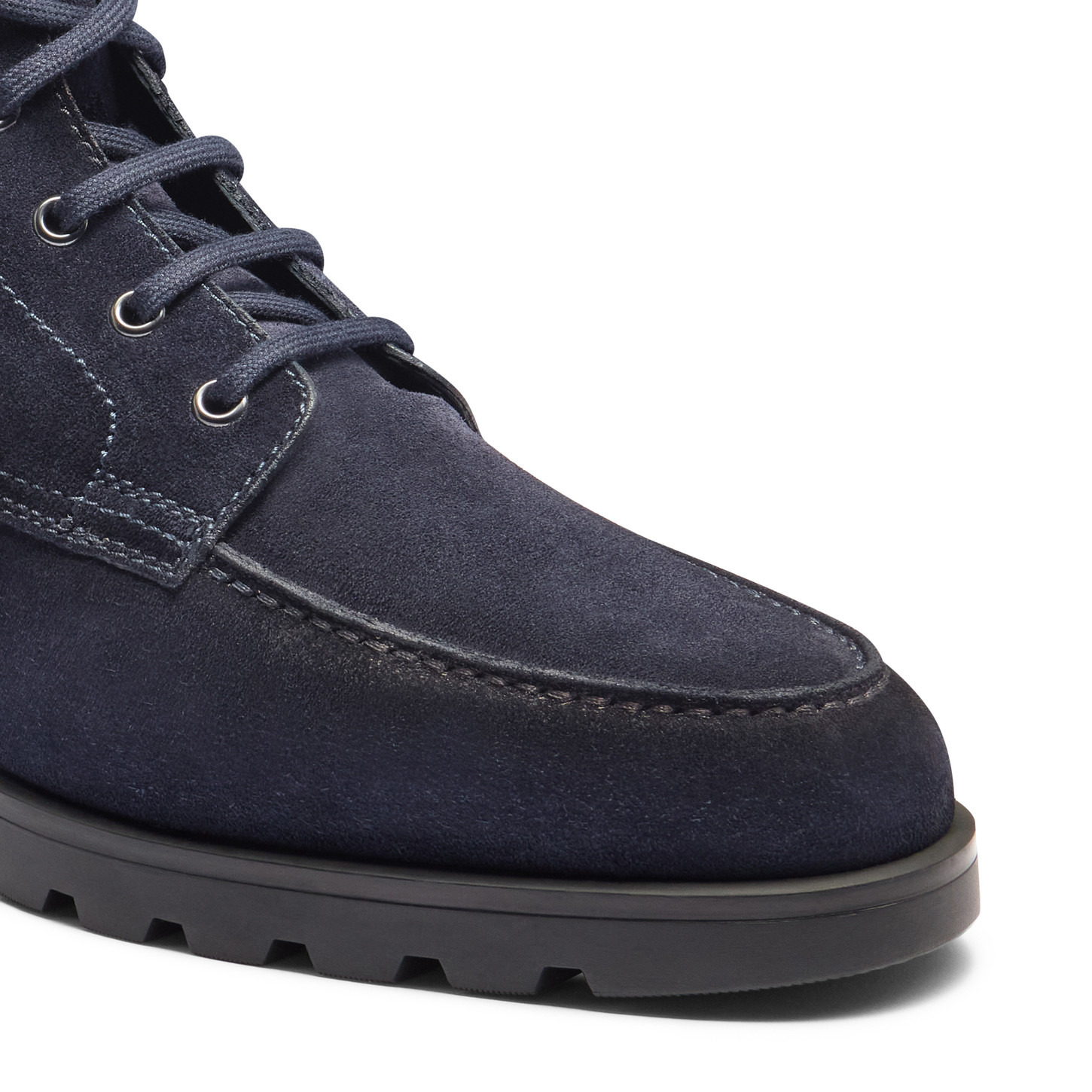 Men’s blue suede lace-up boot with fur - 5
