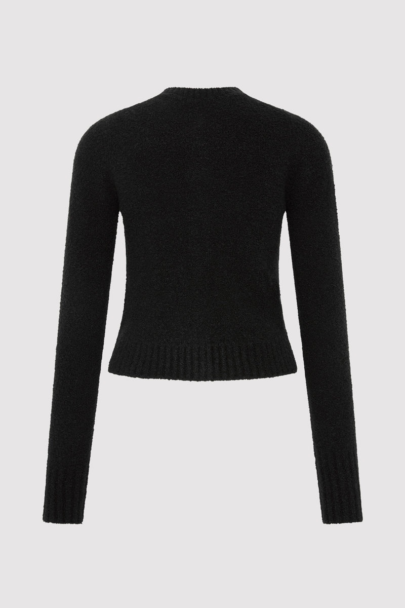 Boucle Wool Cardigan - Black - 7