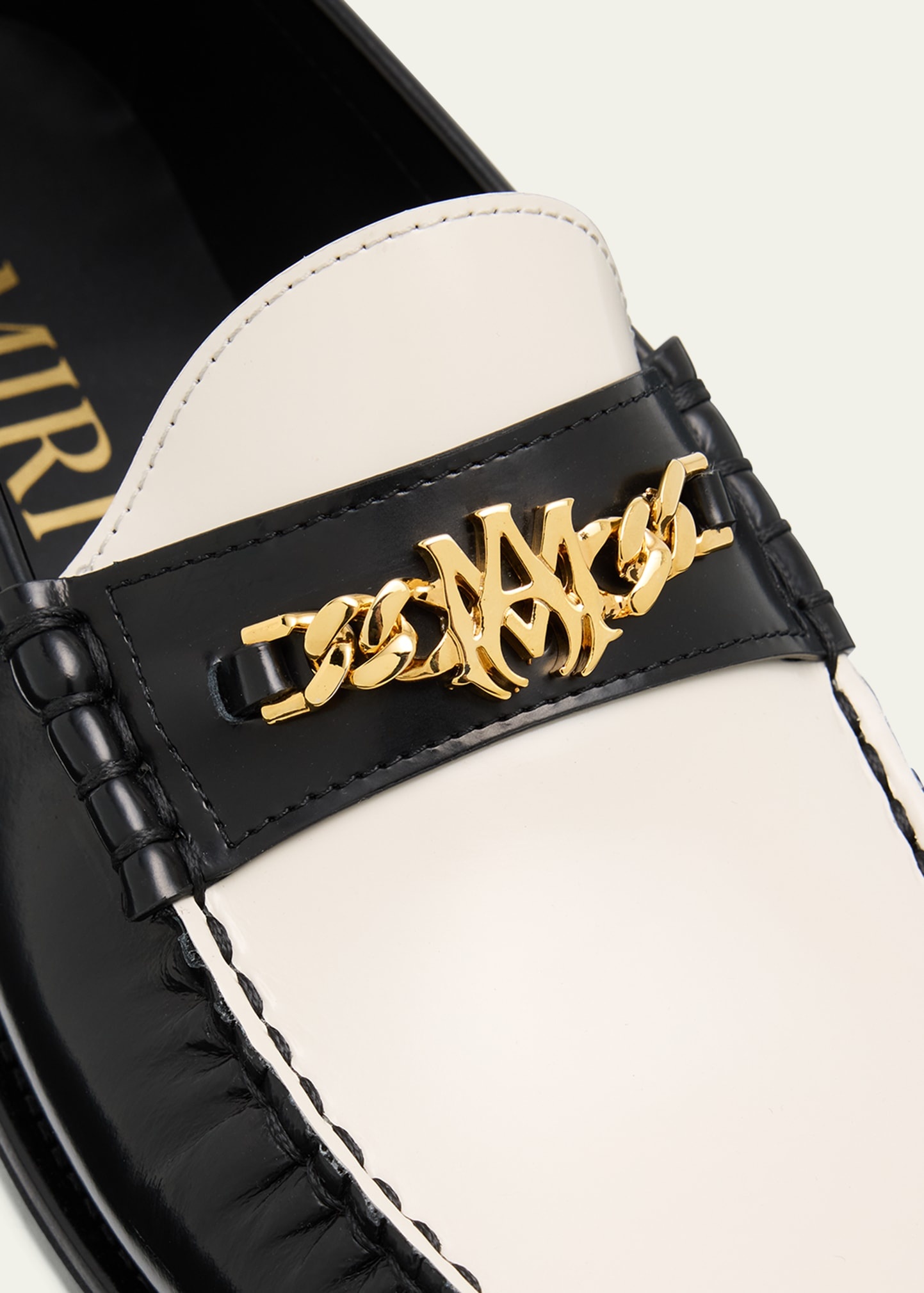 Men's Two-Tone Leather MA Chain Bit Loafers - 6