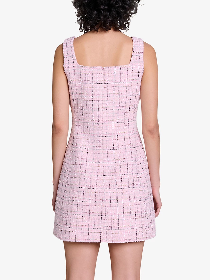 Square-neck sleeveless tweed mini dress - 3