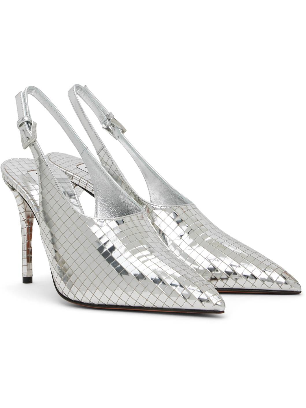 Silver Art Deco Slingback Heels - 4