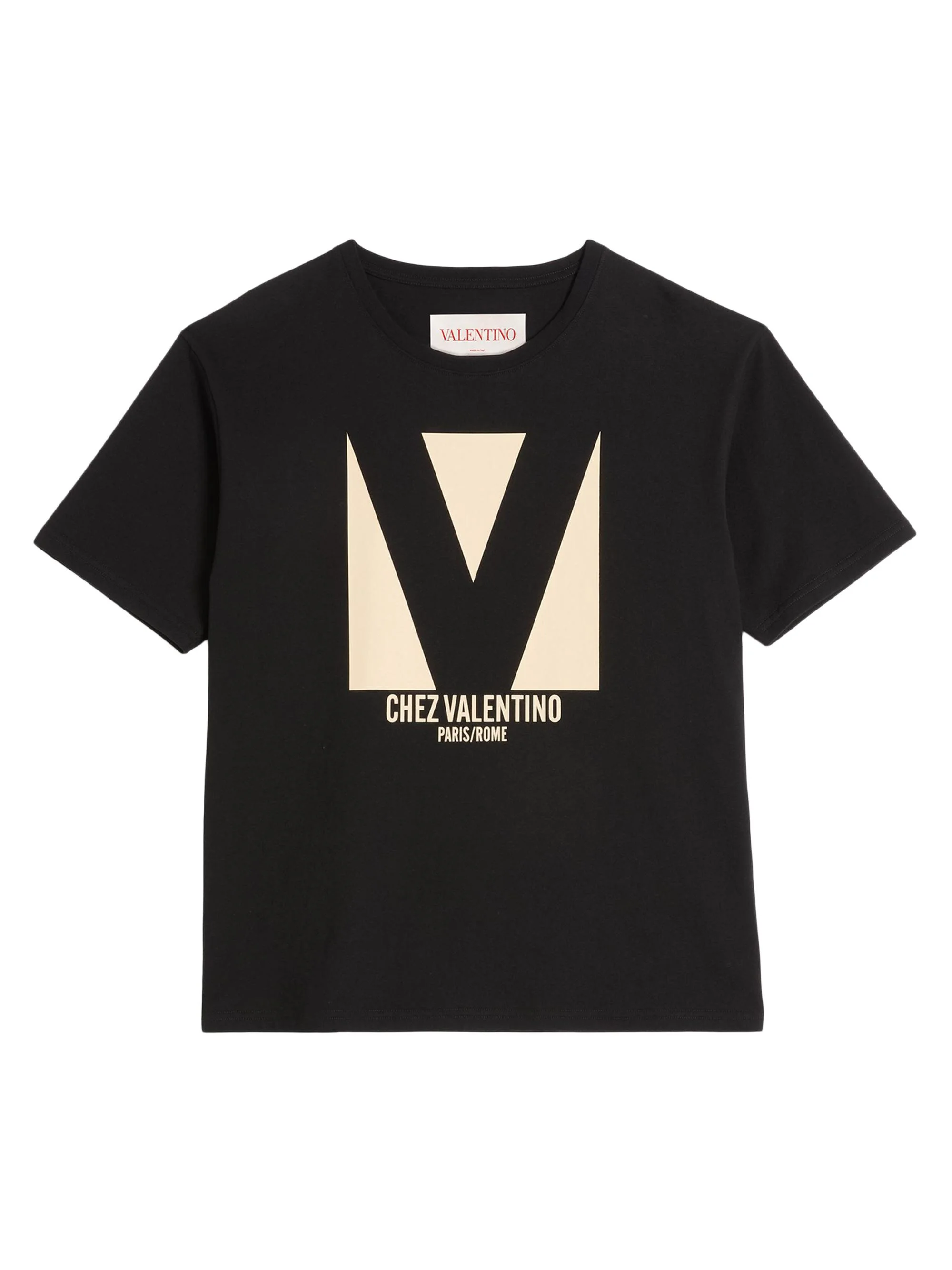Men's Cotton T-Shirt with Chez Print - Black - 1