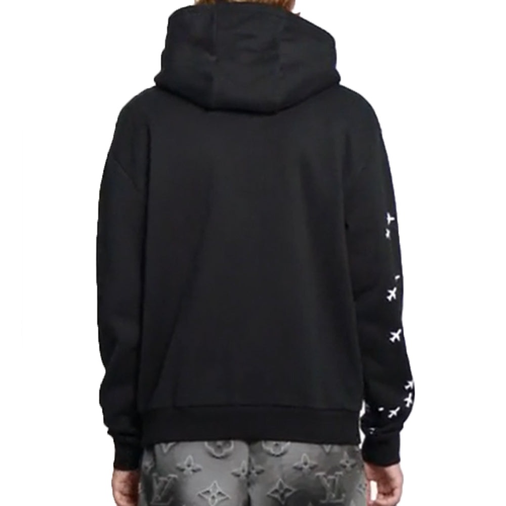 LOUIS VUITTON LV Printed Hooded Long Sleeve Sweatshirt For Men Black 1A5WAX - 3