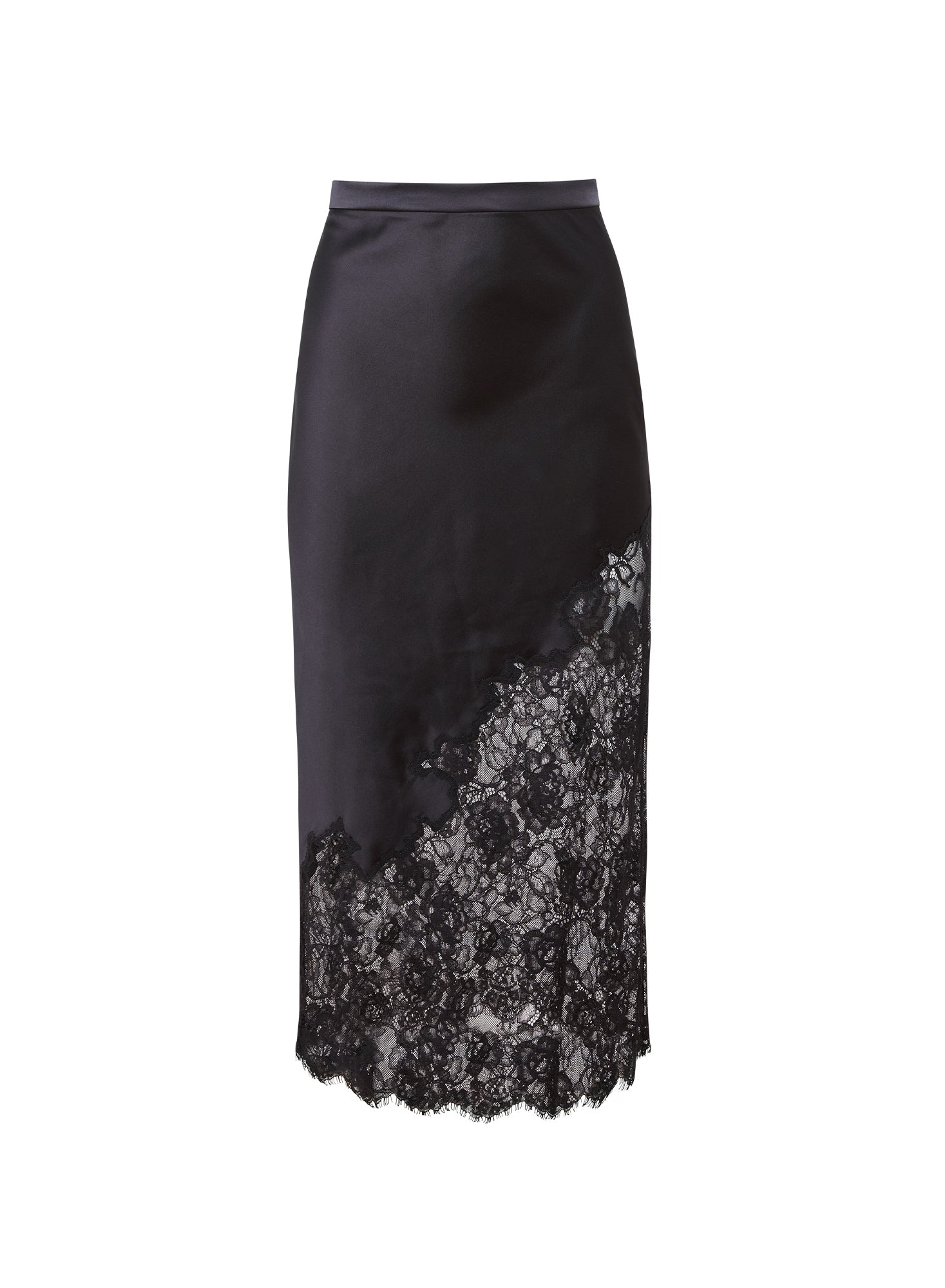 Silk & Lace Scallop Midi Skirt - 3