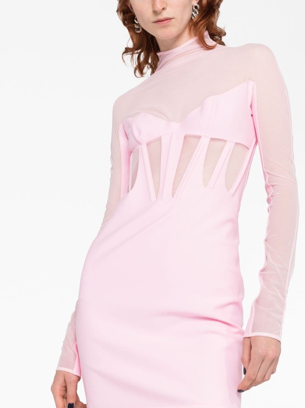 Corset Illusion sheer-panels minidress - 5
