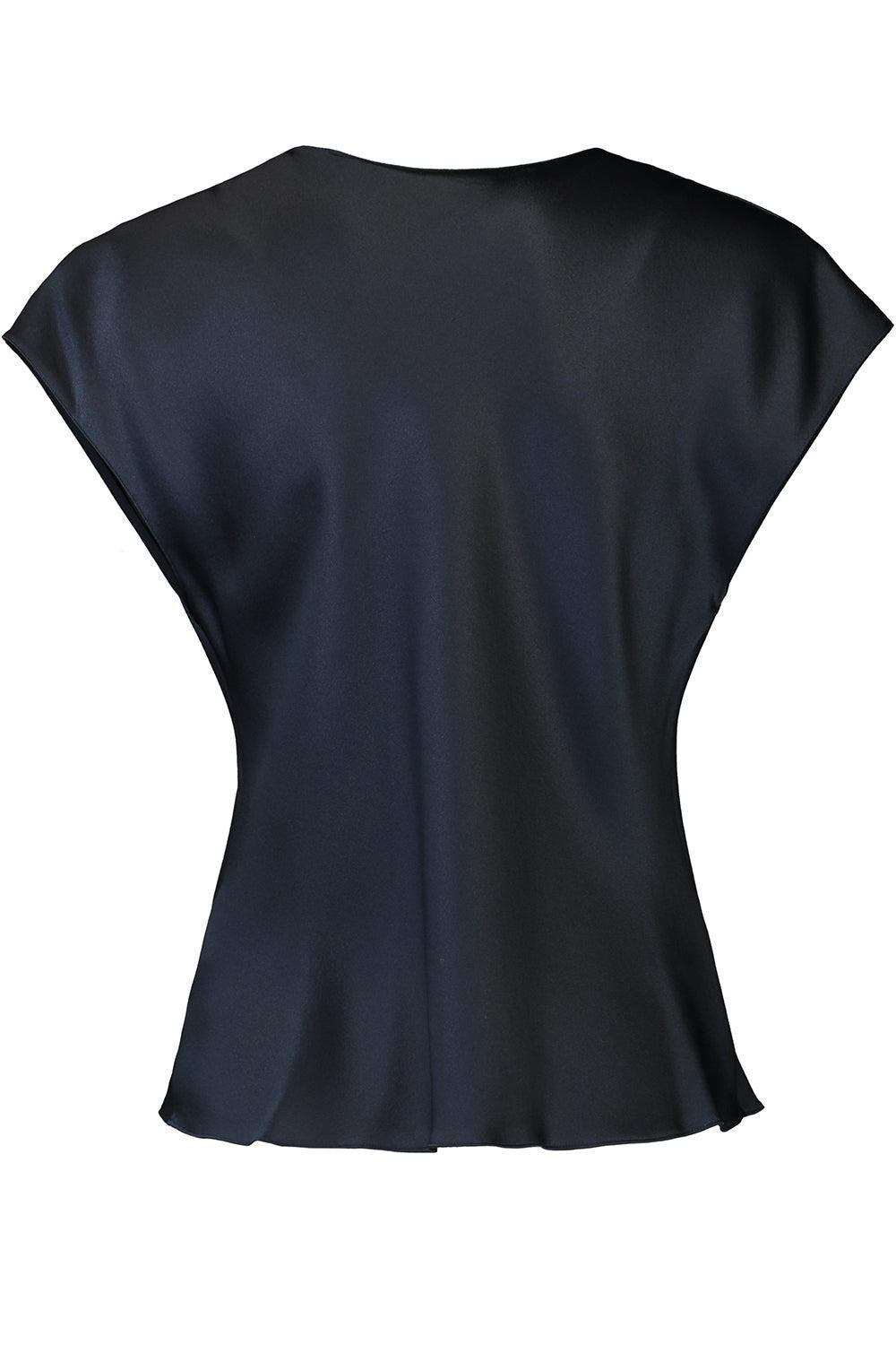 Cowl Neck Cap Sleeve Blouse - Coastal Blue - 5