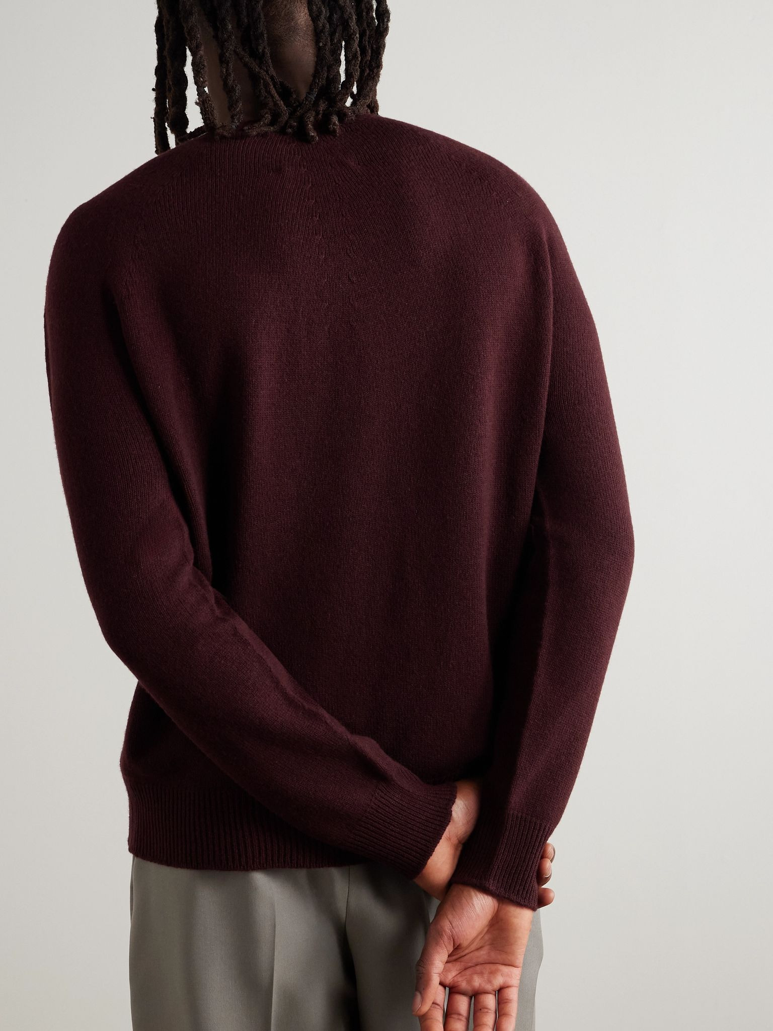 Merino Wool and Cashmere-Blend Sweater Burgundy - 3