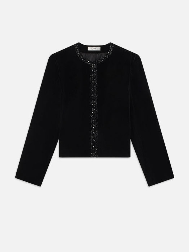 Embellished Velvet Jacket in Black 1