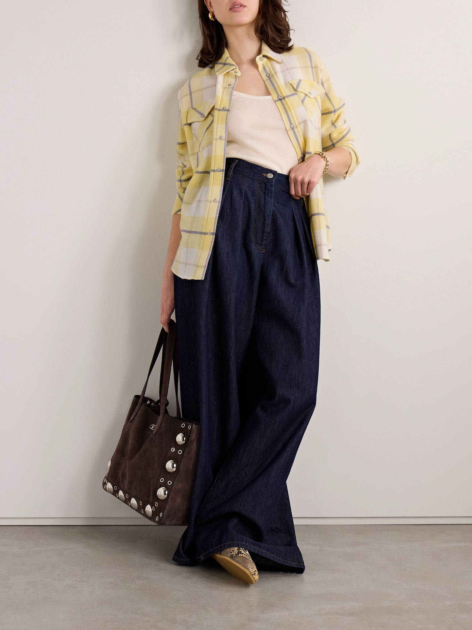 Dreamer checked cashmere shirt Yellow - 2