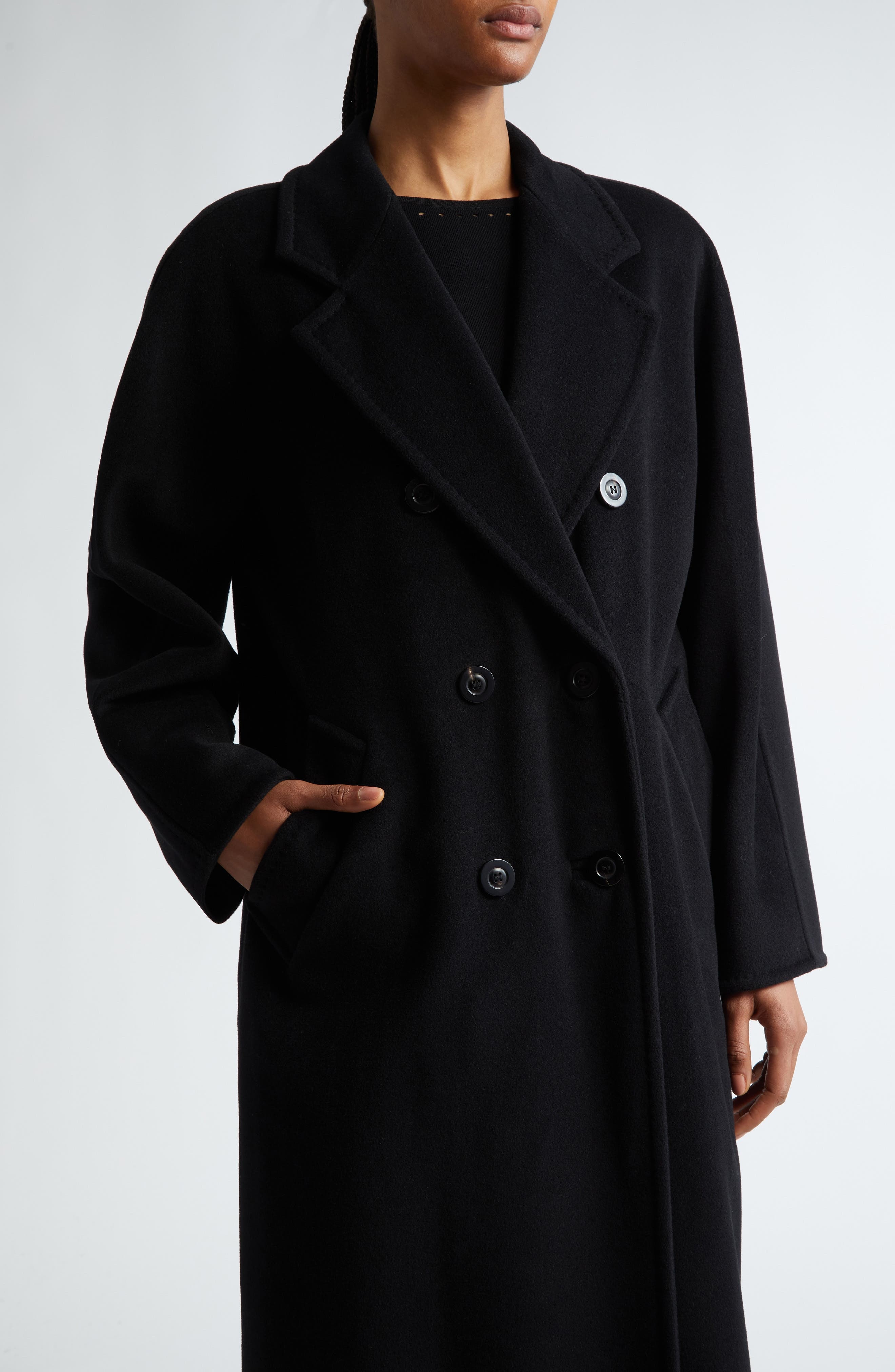 Max Mara Madame Double Breasted Wool & Cashmere Coat in Black at Nordstrom - 5