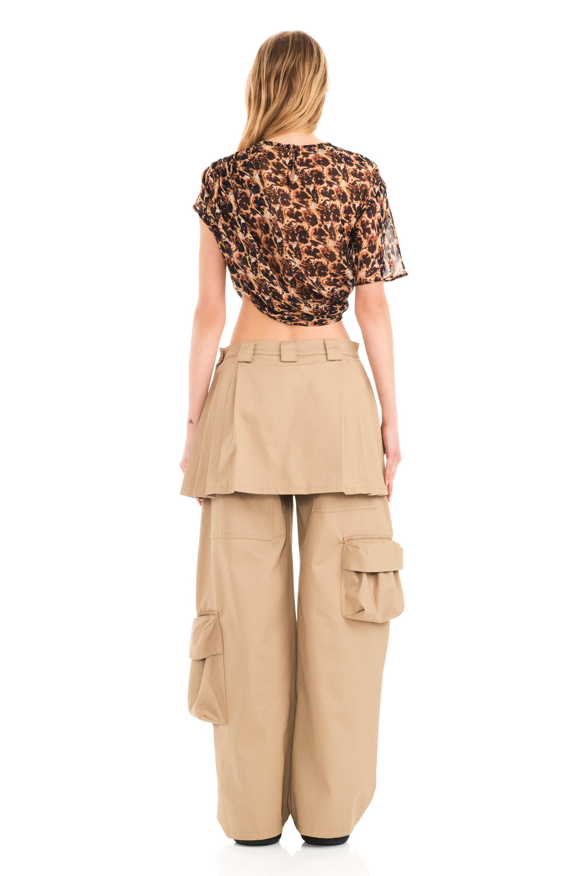 KHAKI LAWN SKIRT CARGO PANT - 5