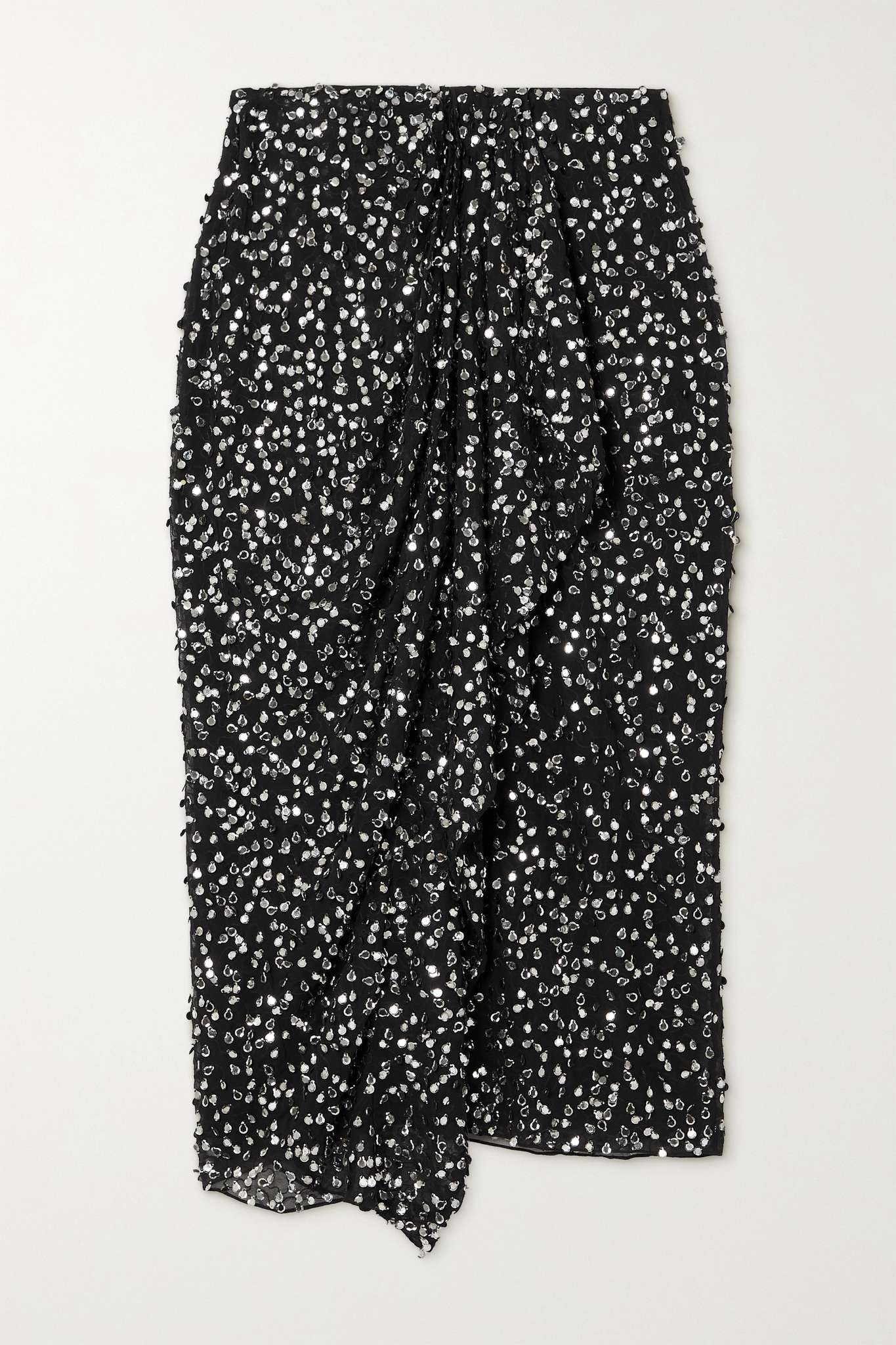 Gilbree sequin-embellished embroidered crepe de chine skirt - 1