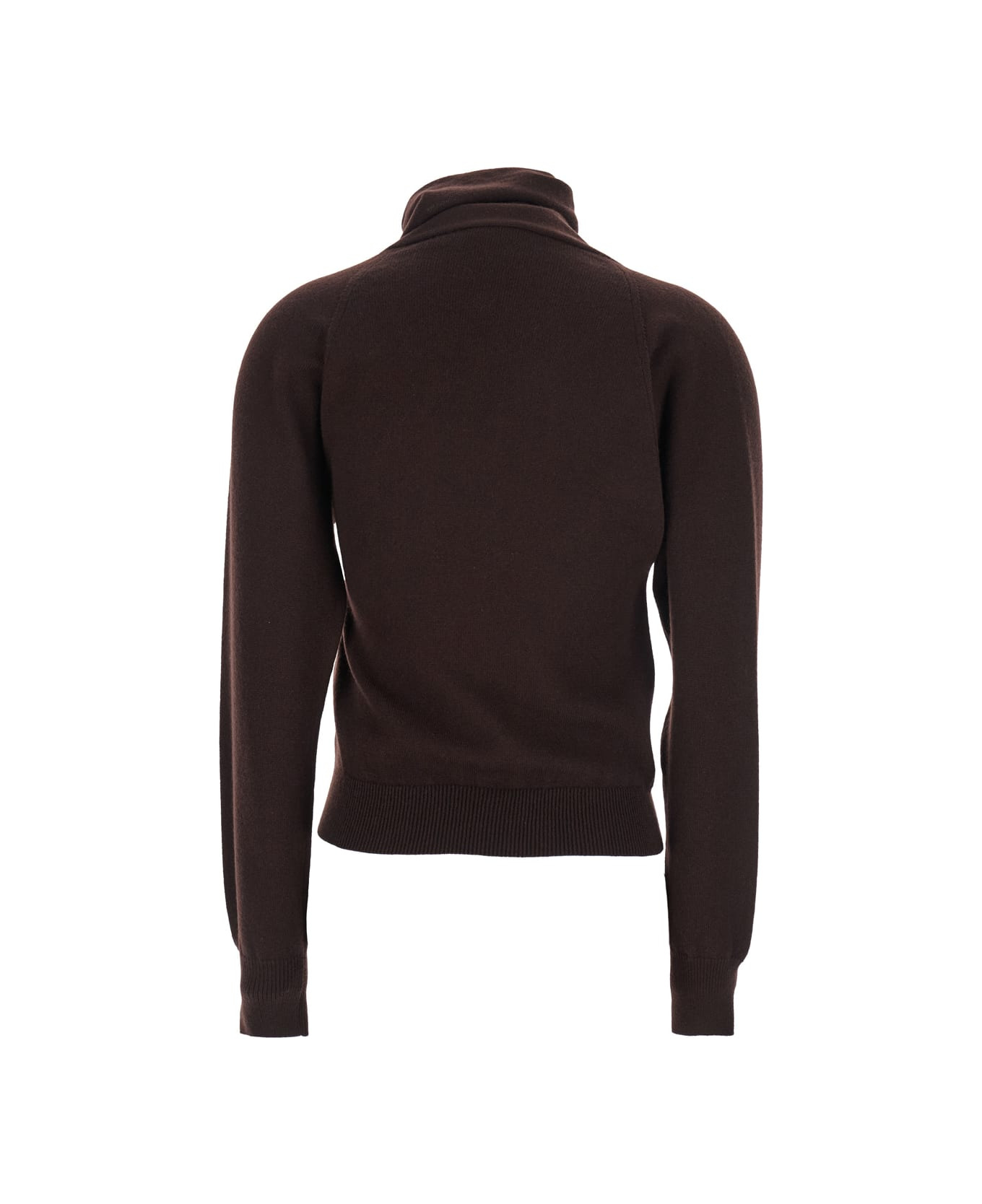 Brown Sweater With High Neck In Cashmere And Cotton Blend Woman - 2
