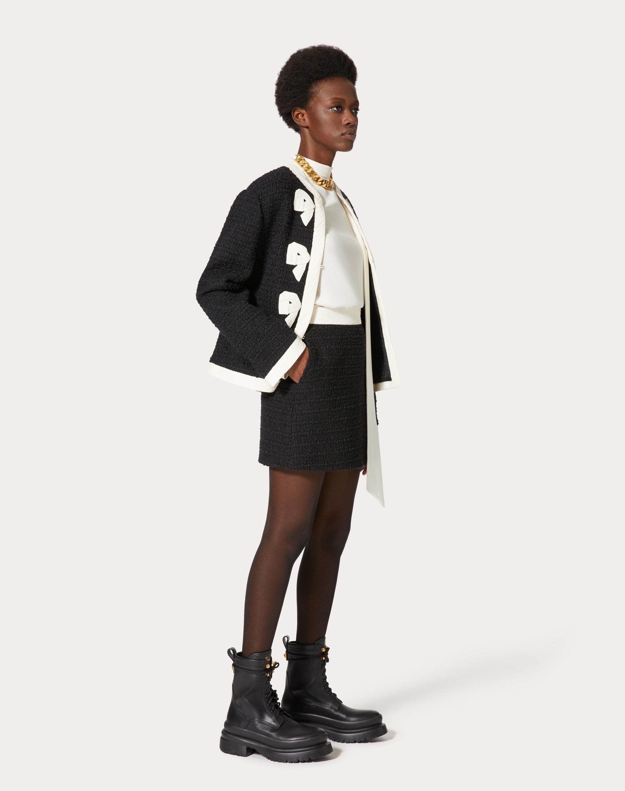 EMBROIDERED WOOL TWEED MINISKIRT - 2