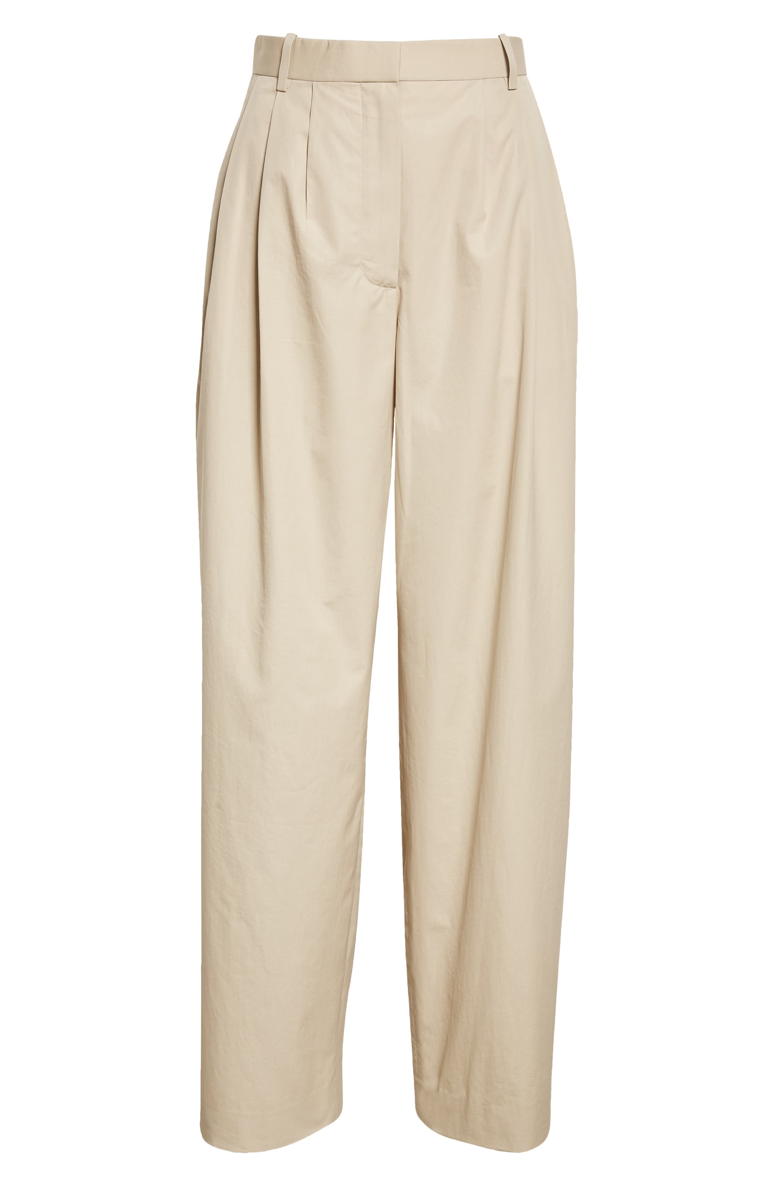 The Row Bufus Pleated Cotton Pants in Stone at Nordstrom, Size 6 - 1