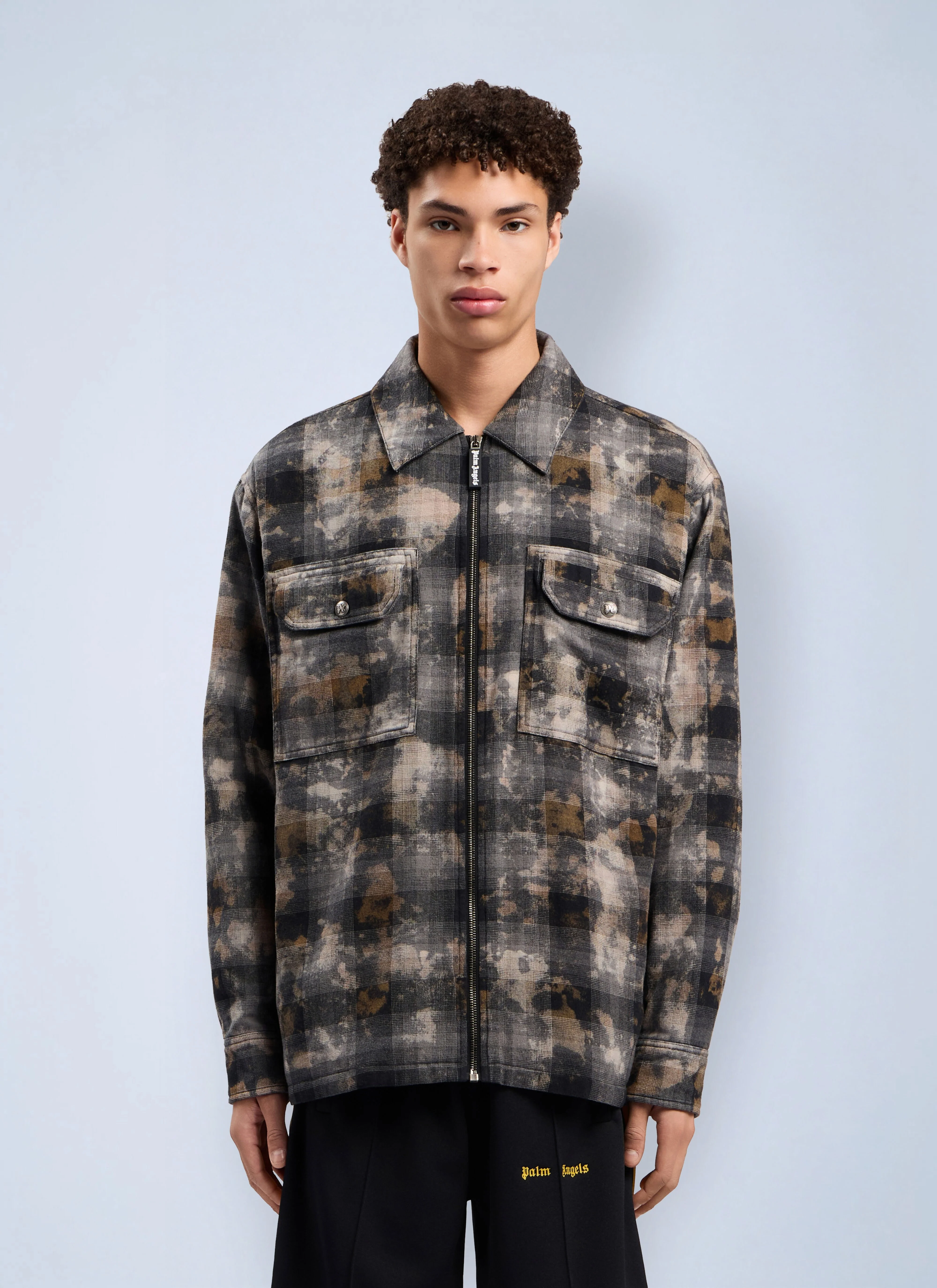 Curved Logo Check Overshirt - 1