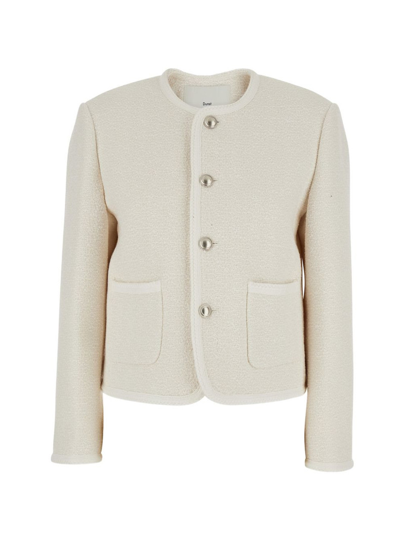 collarless tweed jacket 1