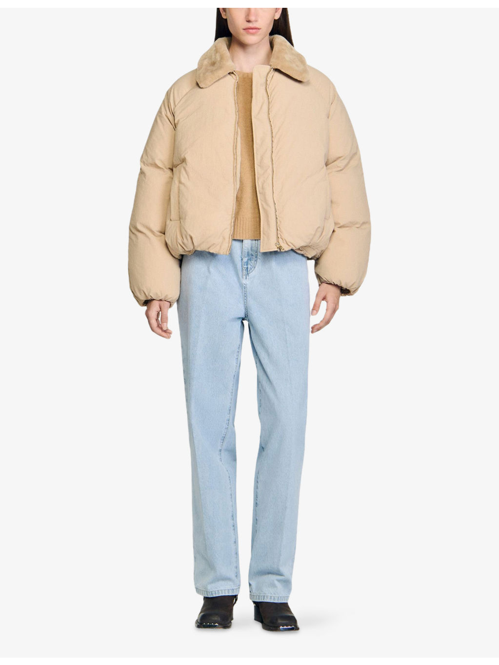 Shearling-Collar Relaxed-Fit Woven Puffer Jacket - 2