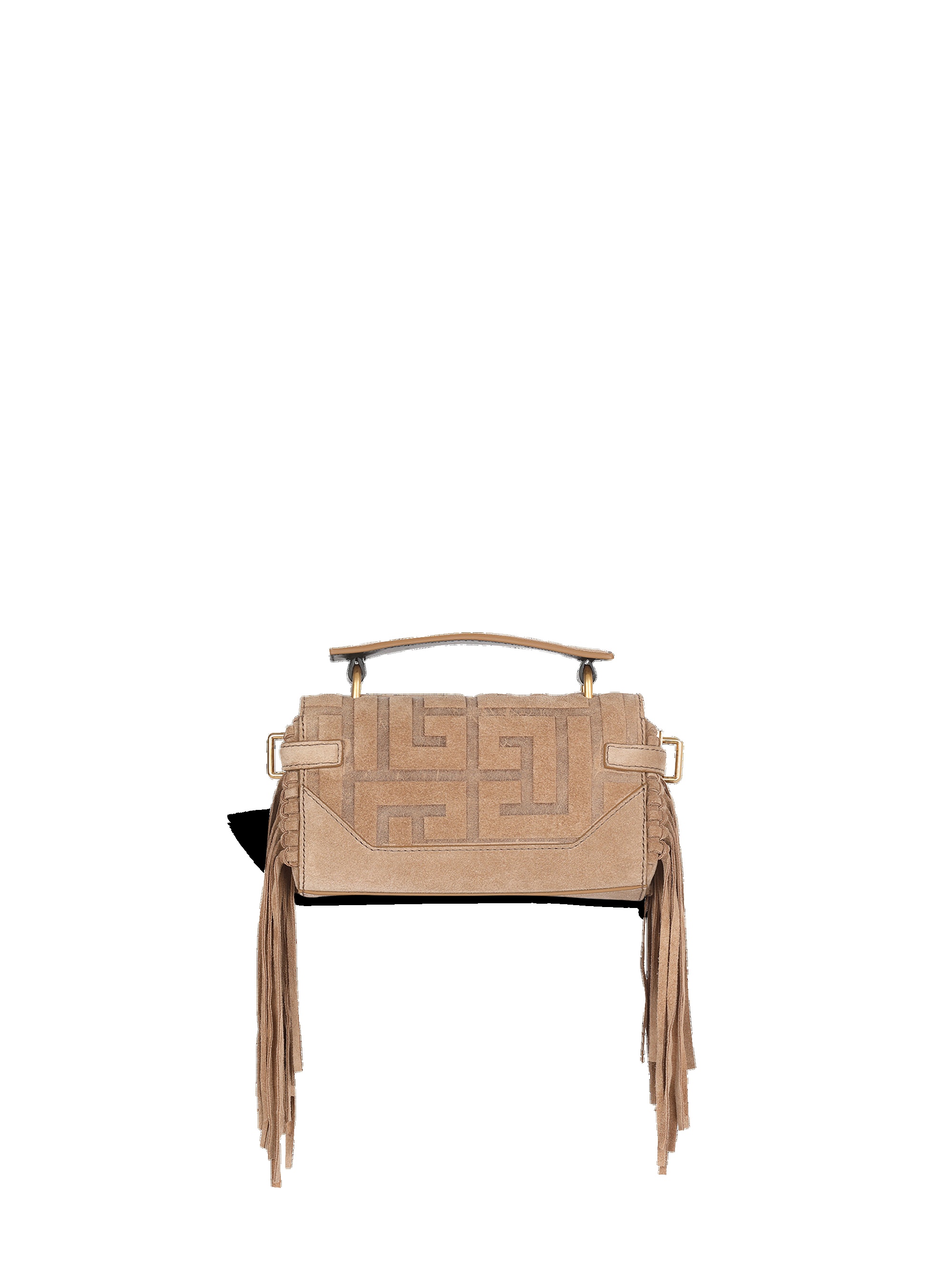 Debossed suede B-Buzz 19 bag with fringe - 4
