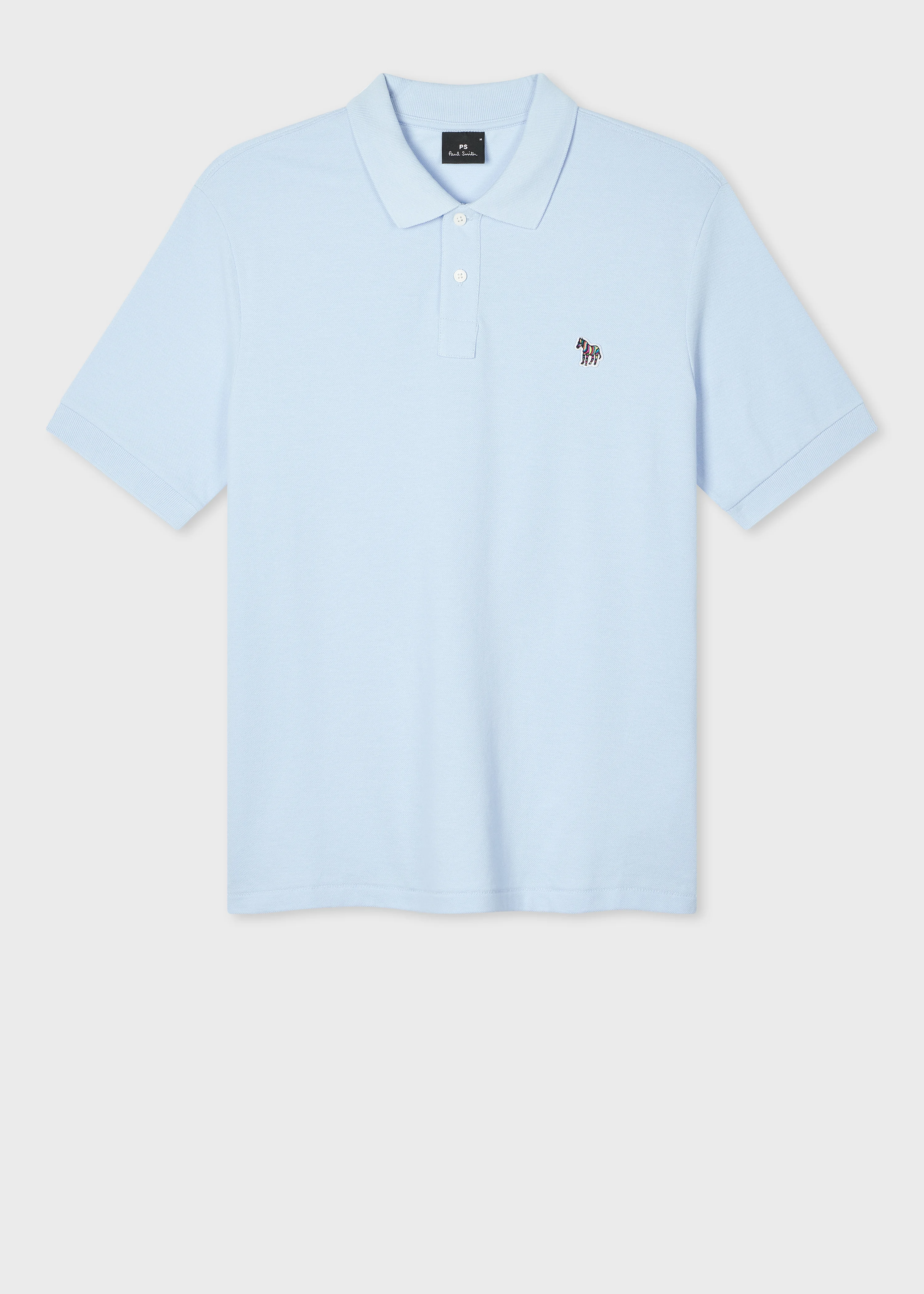 Pale Blue Cotton Pique Zebra Logo Polo Shirt - 1
