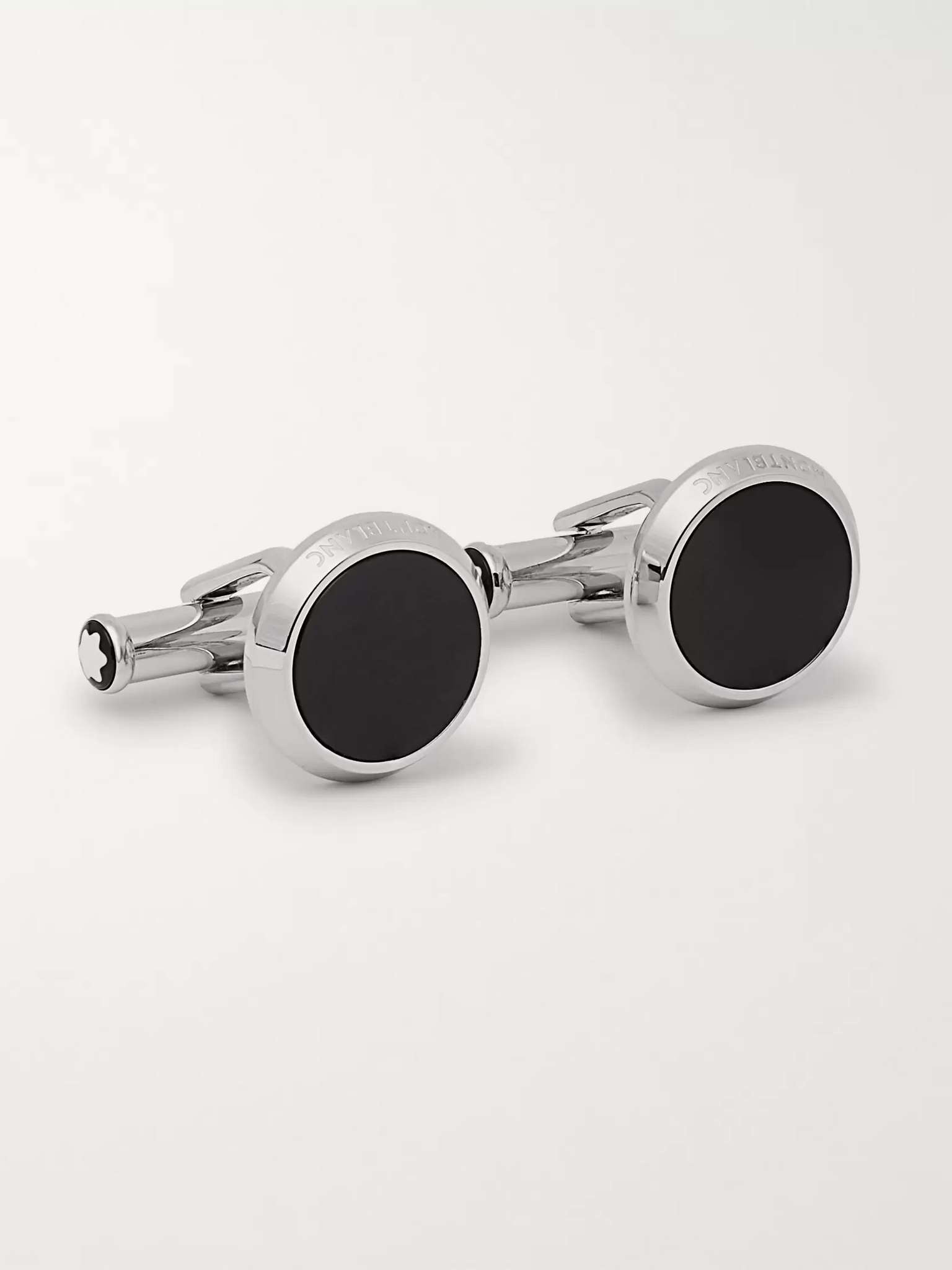 Meisterstück Stainless Steel and Onyx Cufflinks - 1