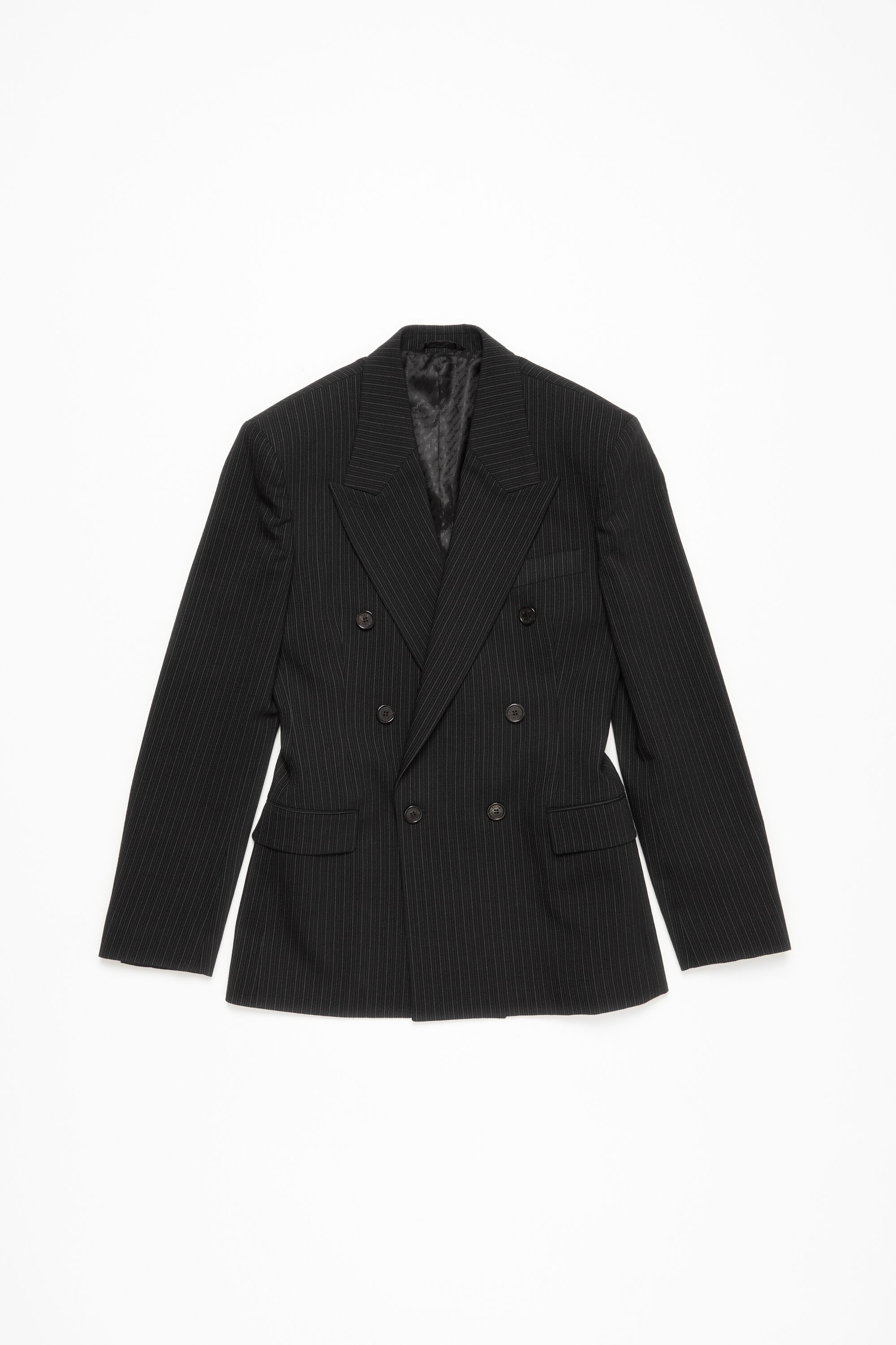 Double-breasted pinstripe jacket - Black - 8