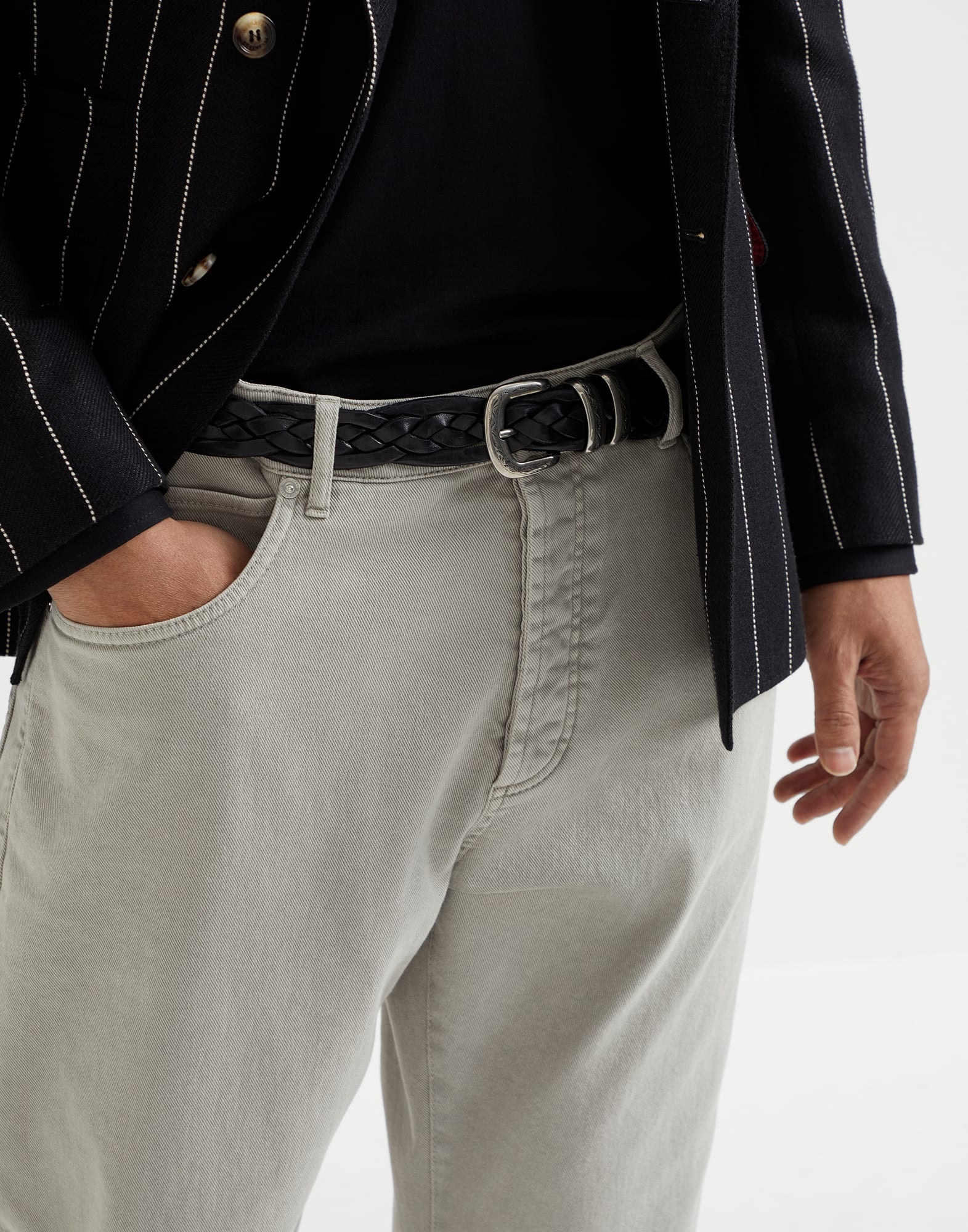 Garment-dyed comfort denim leisure fit five-pocket trousers - 3