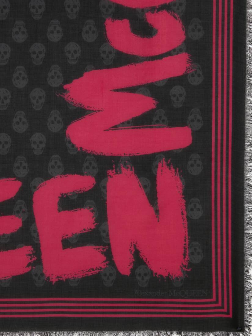 Mcqueen Graffiti Biker Skull Scarf in Black - 3
