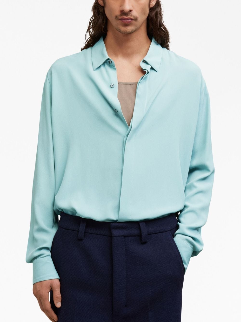 button-up crepe shirt - 5