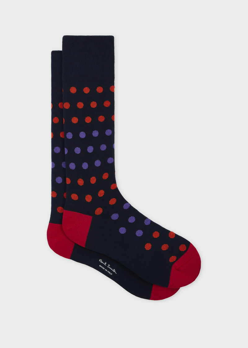 Navy Blue Polka Cotton-Blend Socks 1