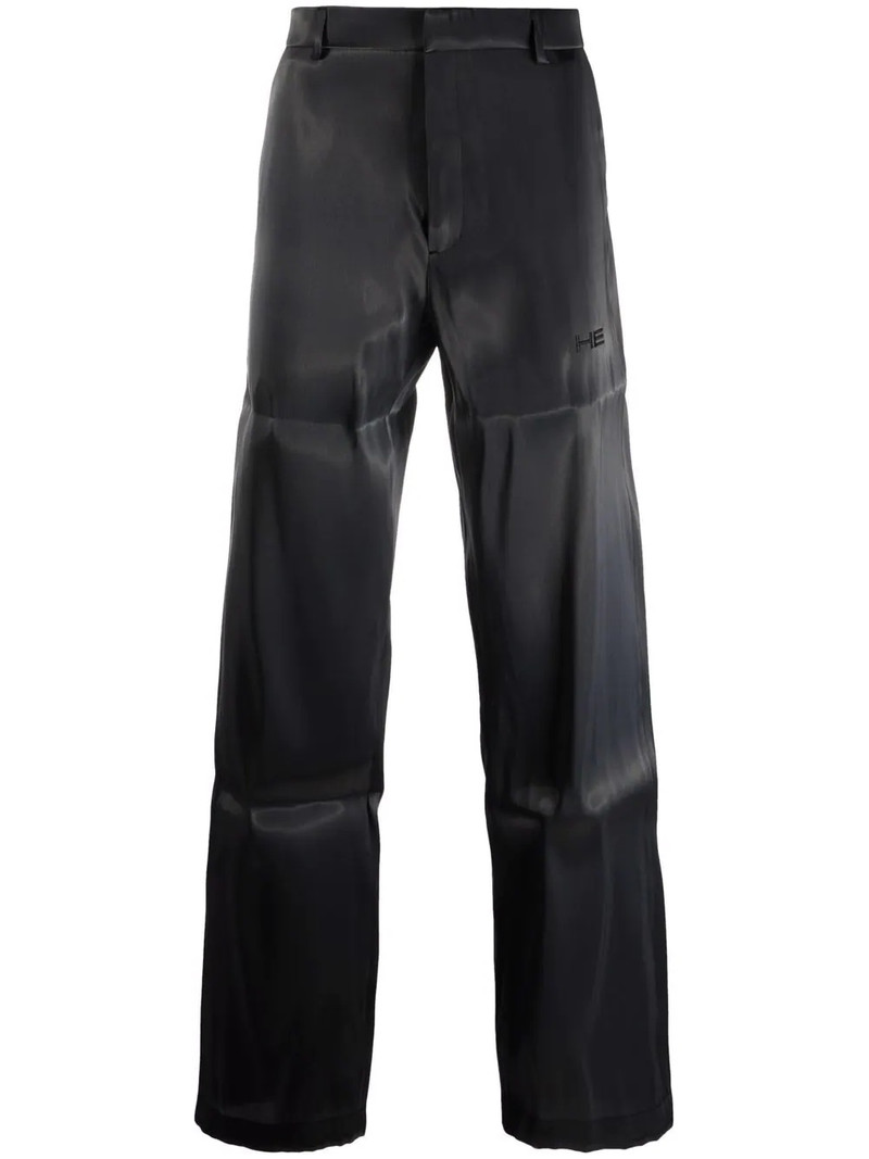 metallic-effect straight-leg trousers 1