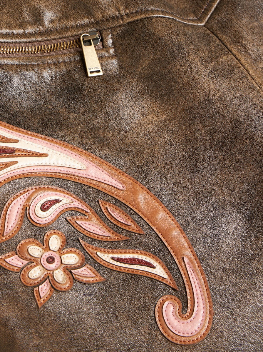 LEATHER SKIRT WITH INLAYS - 7