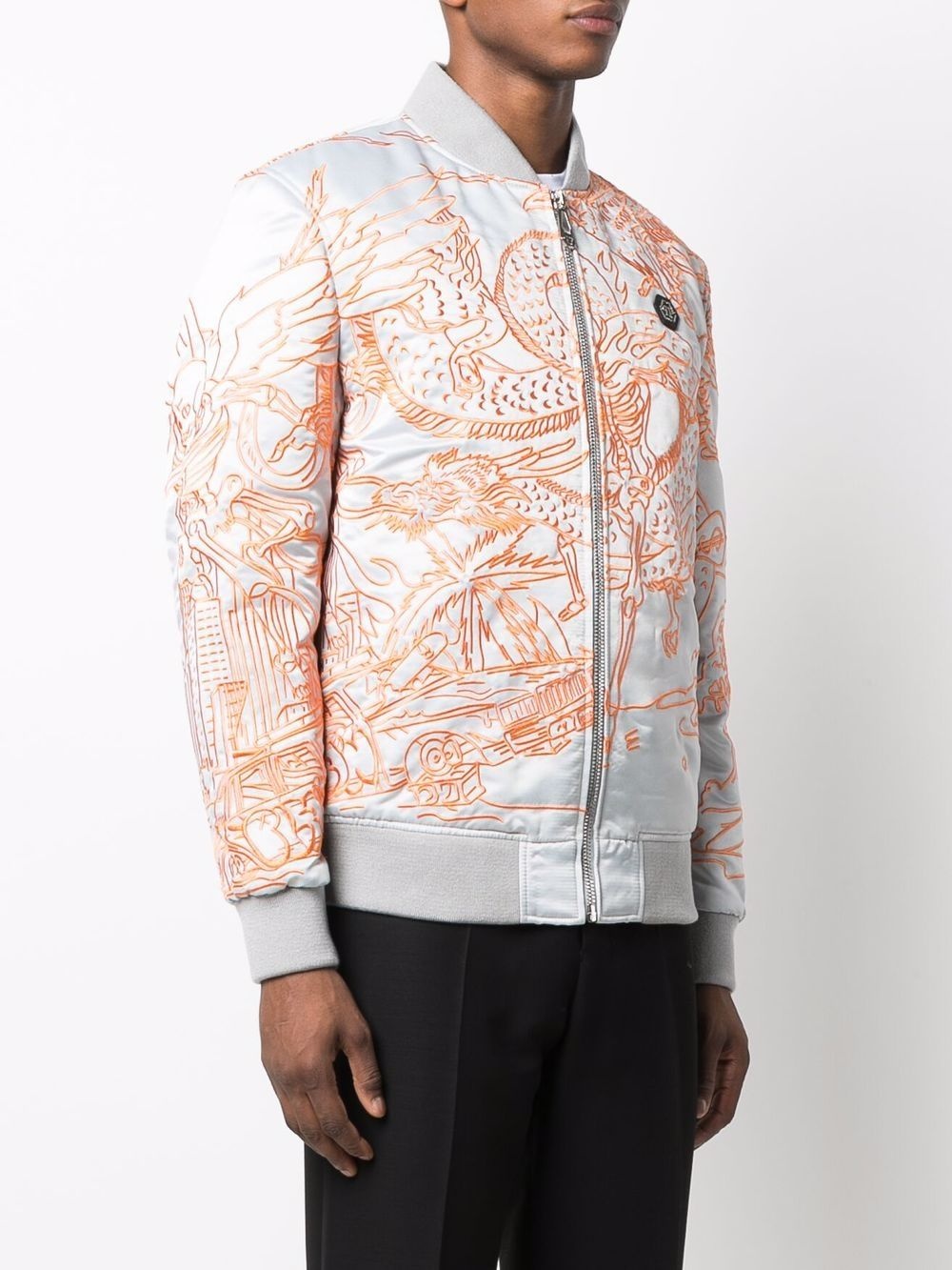 tattoo-motif embroidered bomber jacket - 3