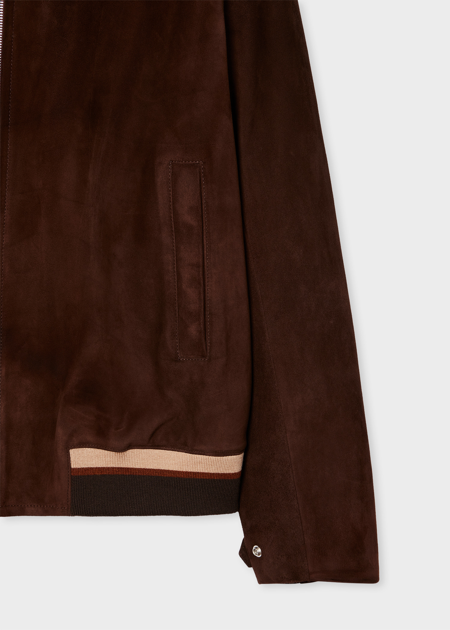 Brown Suede Funnel Neck Jacket - 3