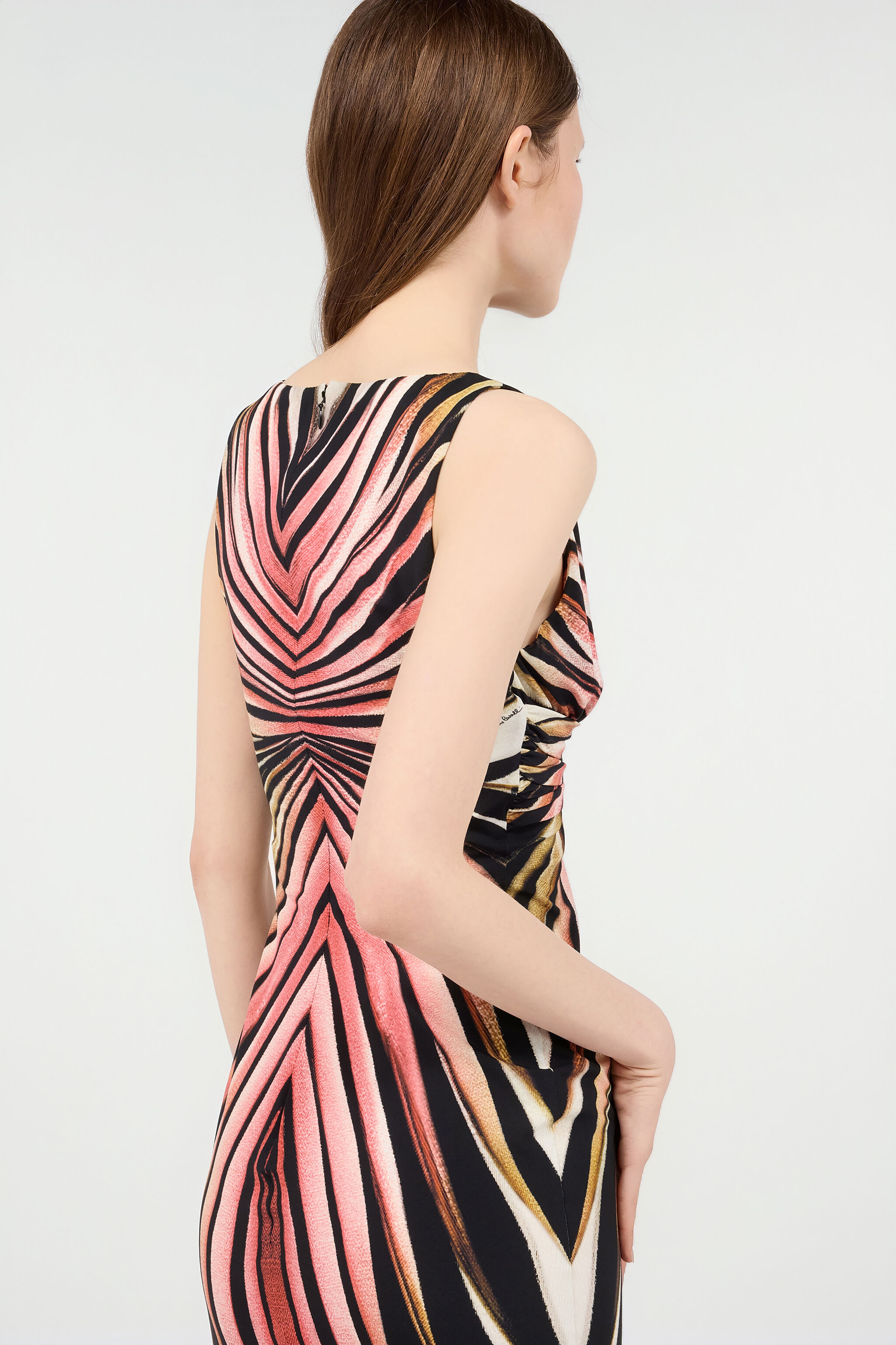 Sheath Dress With Ray Of Pink Print - 7