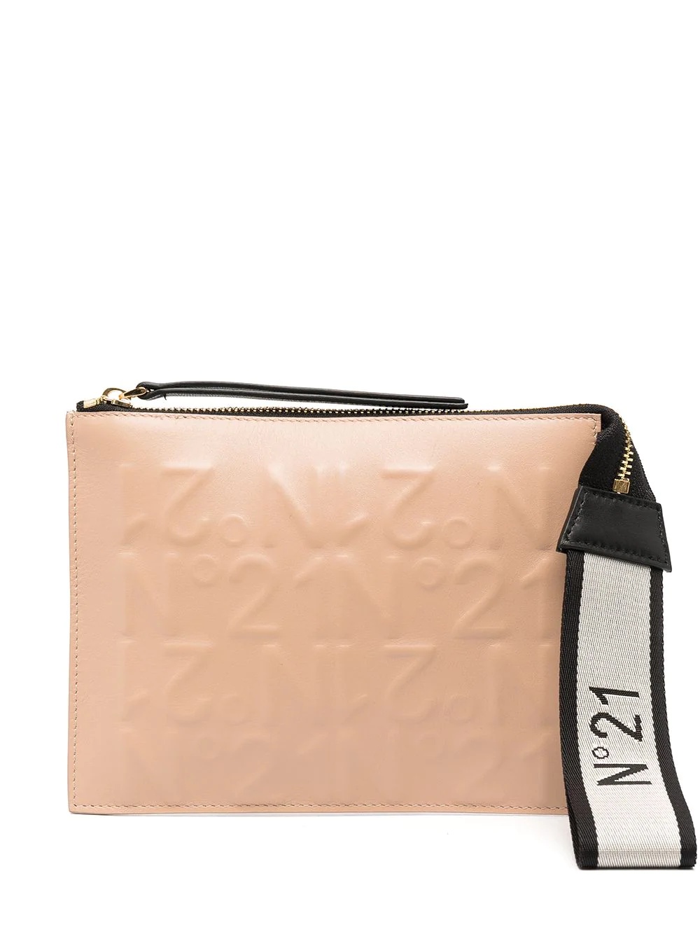 embossed logo zipped clutch - 1