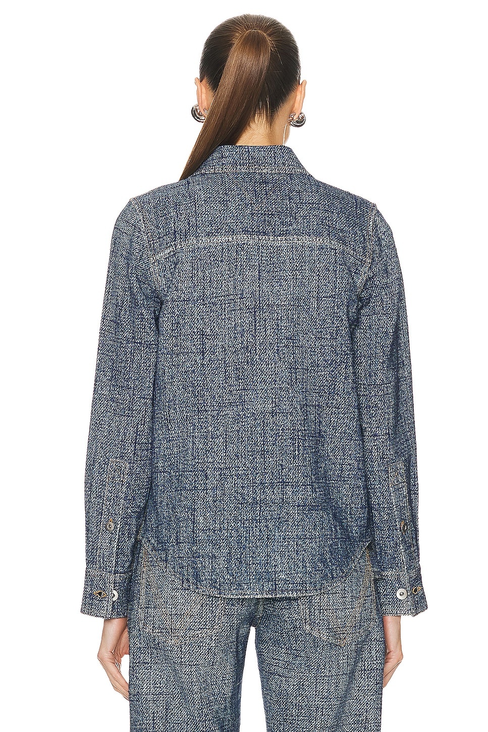 Enlarged Textured Denim Printed Shirt - 3