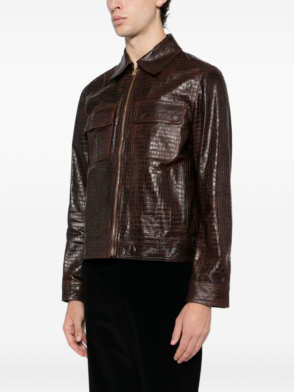 CROCODILE-EFFECT LEATHER JACKET - 3