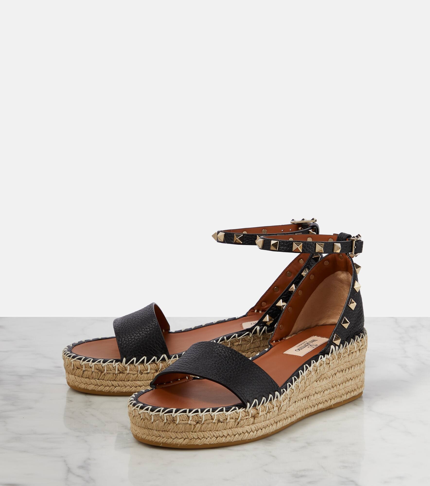 Rockstud leather espadrille wedges - 5