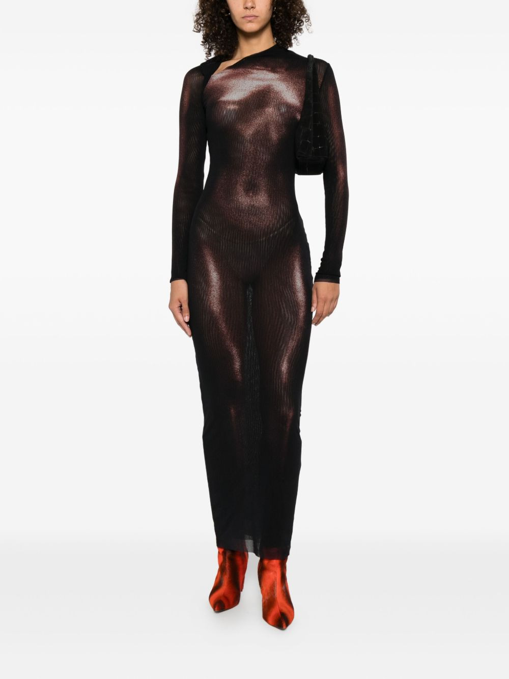 body-print long dress - 2
