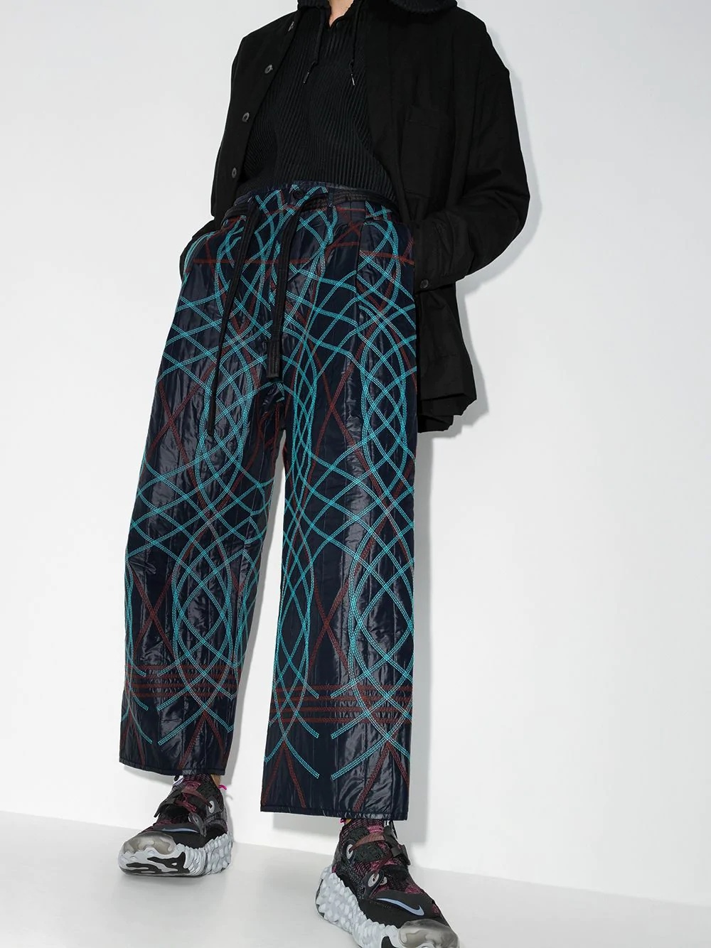 geometric embroidered trousers - 2