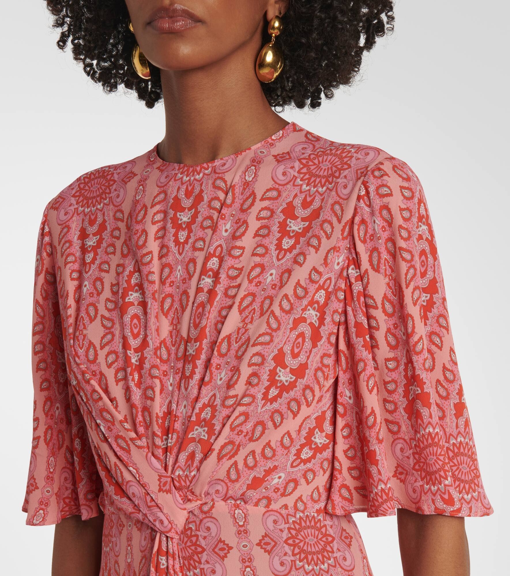 Printed gathered midi dress - 4