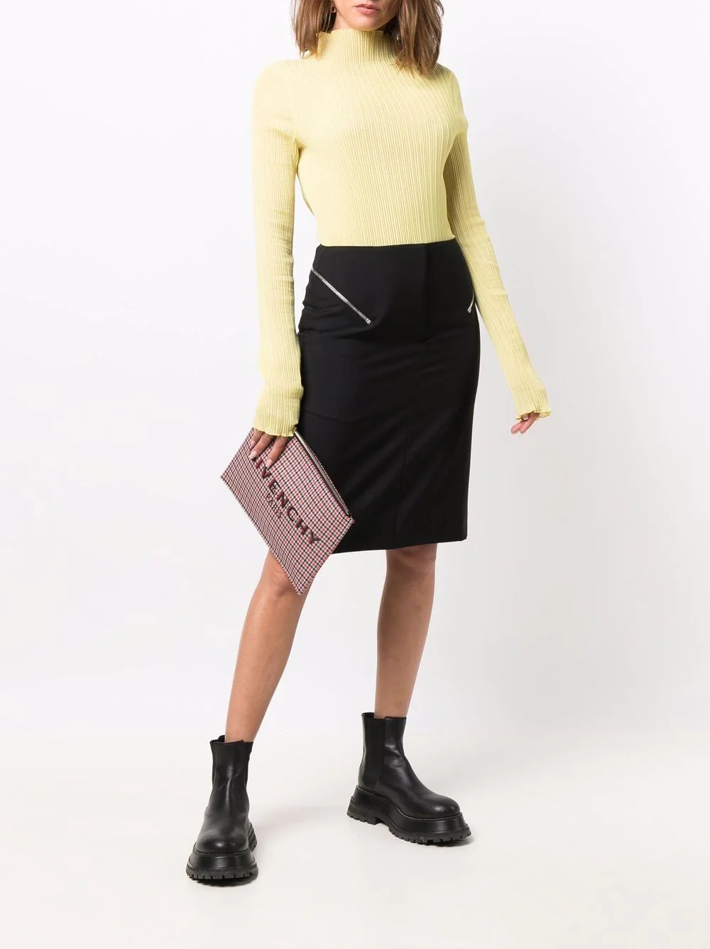 zip-embellished pencil skirt - 2