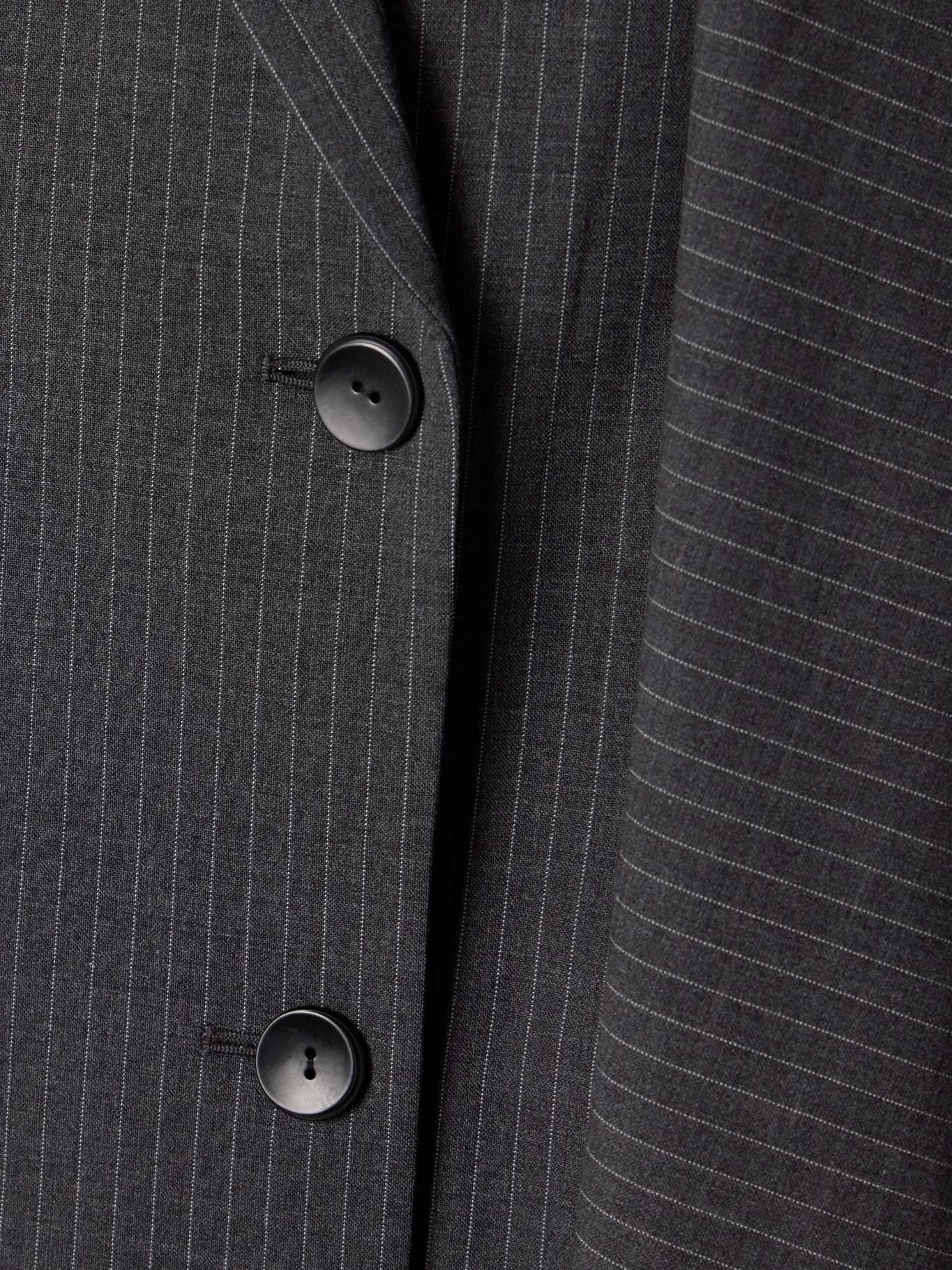Double-breasted draped pinstriped wool-blend blazer Charcoal - 4