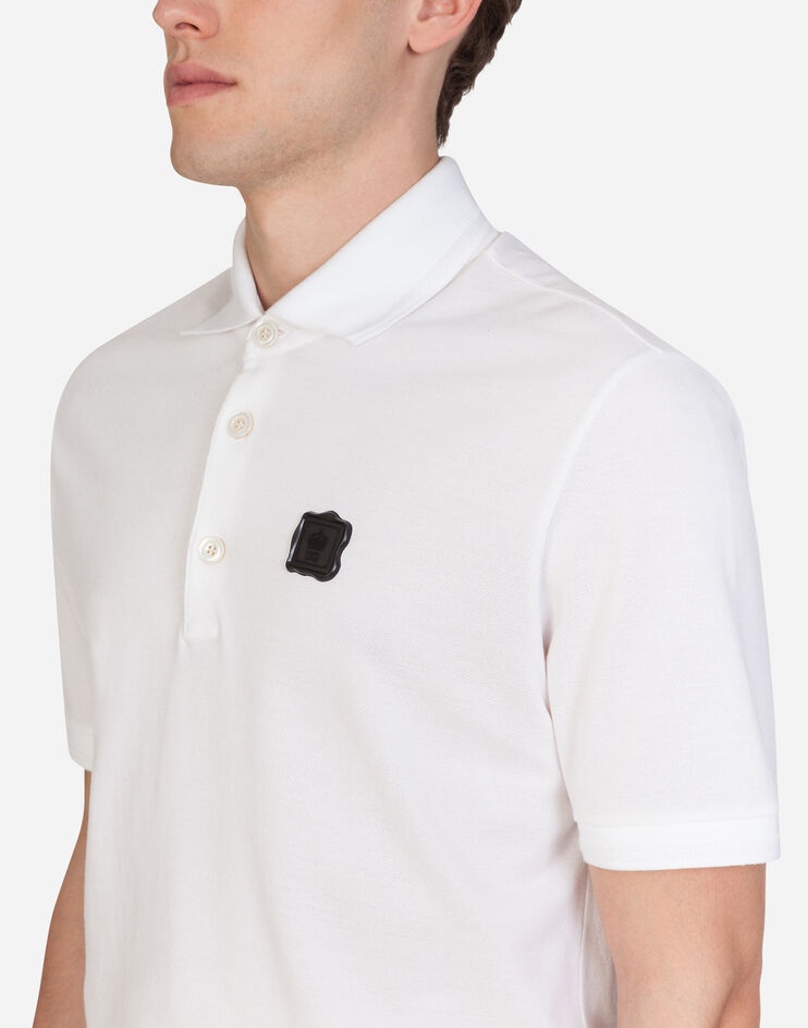 Piqué cotton polo shirt with patch - 3