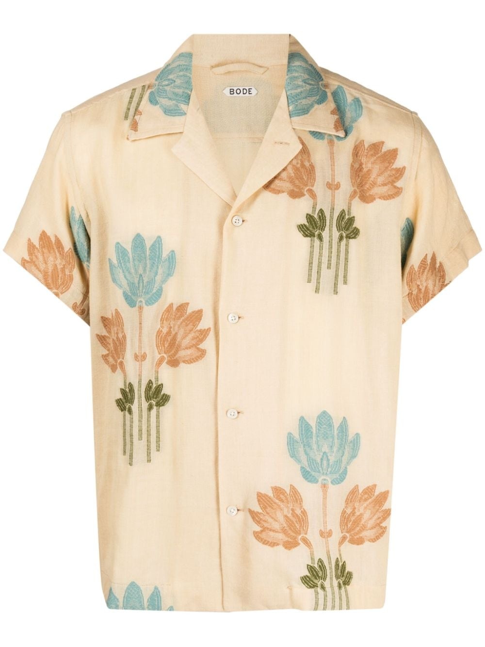 patterned-jacquard short-sleeve shirt - 1