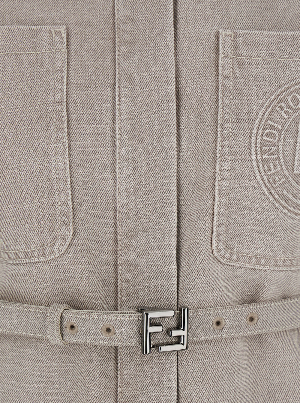 Fendi Women 'Go To' Blue Jacket With Belt With Ff Buckle And Logo Patch On The Front In Denim Woman - 3