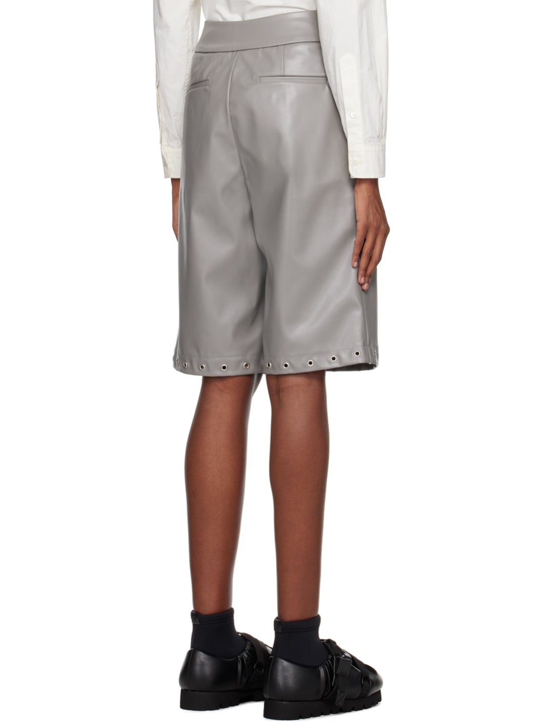 Gray Gardener Faux-Leather Shorts - 3